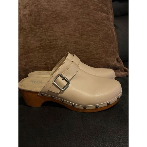 Mia Milou Heeled Mule Women’s Clogs Beige - Size 9 - Picture 1 of 8